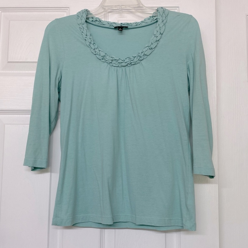 Talbots Mint Green Braided Neckline SOFT Top Sz XSP